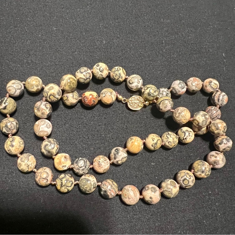 CLOSET CLOSING Dalmatian Leopard Jasper Beaded Necklace